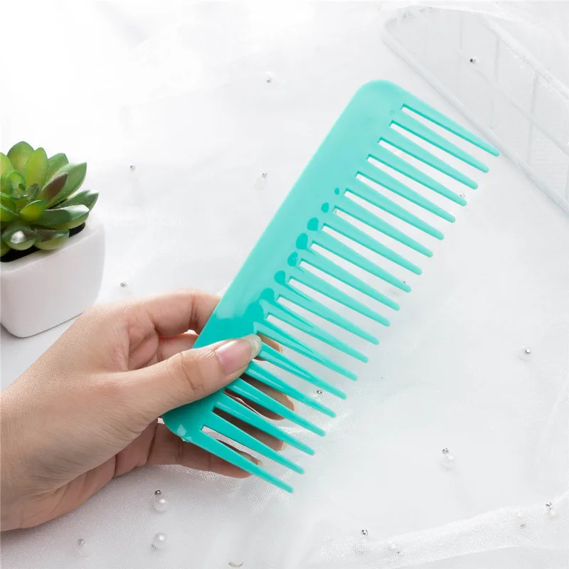 19 Teeth Wide Tooth Comb Large Black Pink Plastic Pro Salon Barber Hairdressing Styling Hair Comb Curly Hair Care Tool