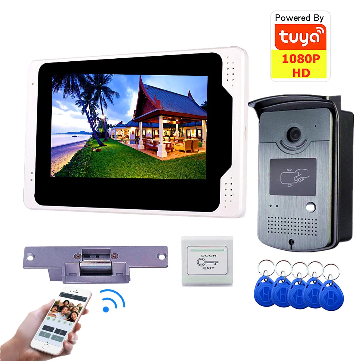 WIFI video intercom system wireless door bell tuya IP video door phone for home apartment touch screen RFID Card Remote Unlock