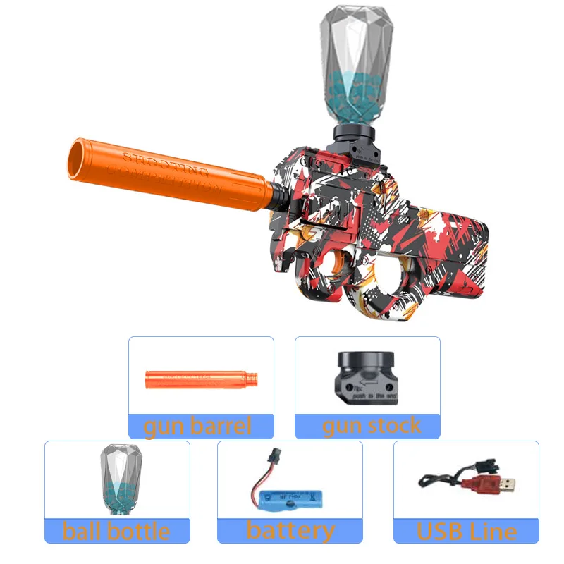 P90 بندقية لعبة الكرة الكهربائية الناسف مسدس اطلاق النار الرياضة لعبة في الهواء الطلق عالية السرعة قابلة للشحن لعبة تفاعلية لصبي الكبار هدية #5