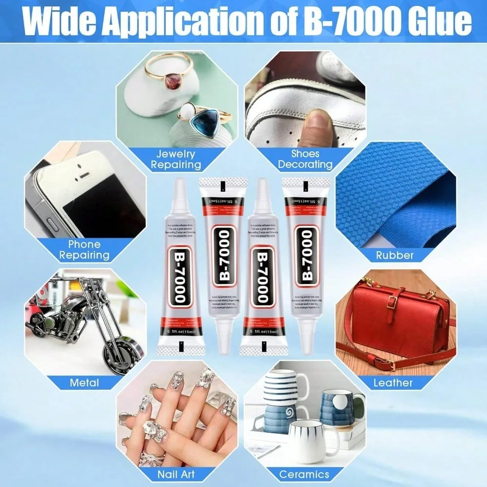 B-7000 Rhinestones Craft Glue, 50ML Clear Adhesive Glue with Precision Tips for DIY Art Cell Phones Metal Jewelry Making - Detail 1