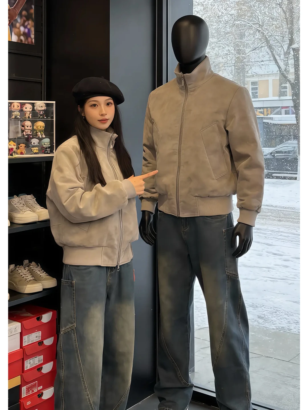 

American Sle Dyed Flight Jaet Cotton Coat Men's Autumn Winter Fce Warm PU Leather ort Baseball irt Casual Wear