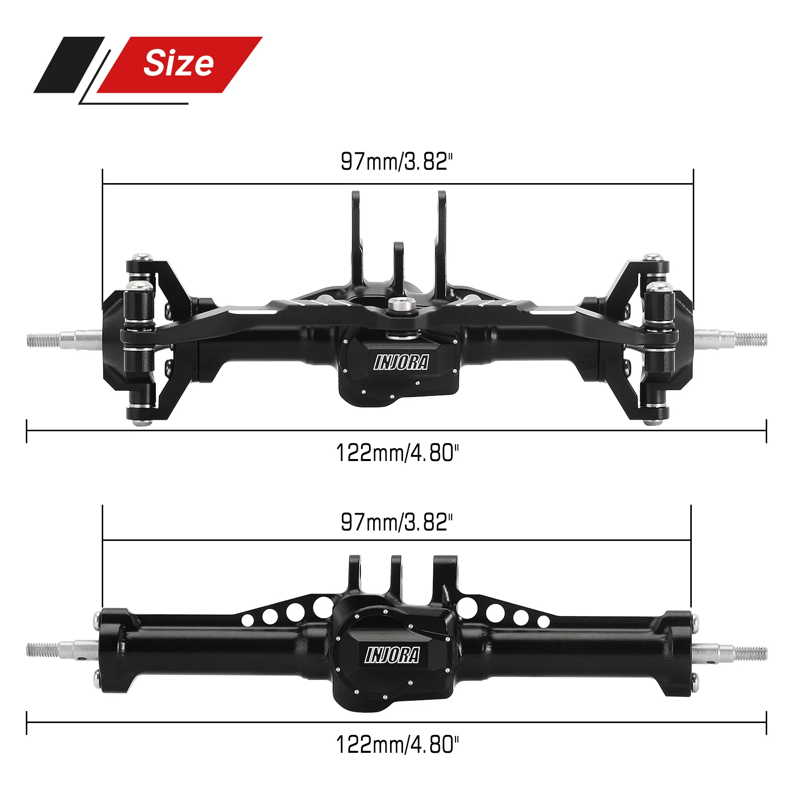 CNC aluminiowe przednie tylne kompletne osie 4mm przedłużone do modernizacji 1/18 gąsienica RC TRX4M (4M-61)