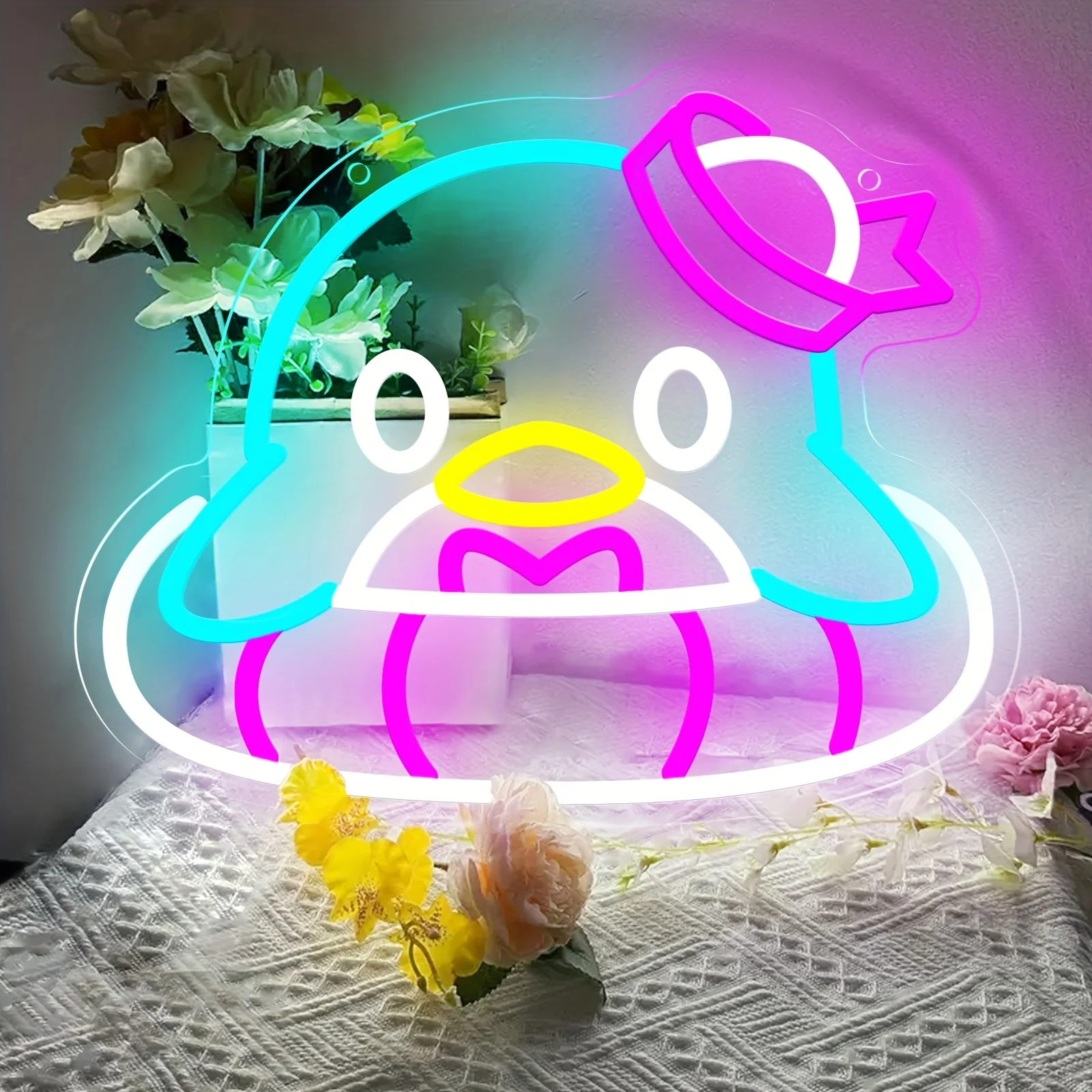 

Светодиодная неоновая вывеска «Мультяшная утка» для детской комнаты, декор для спальни, милый ночник в виде животного, создает уютную атмосферу, подарок на день рождения