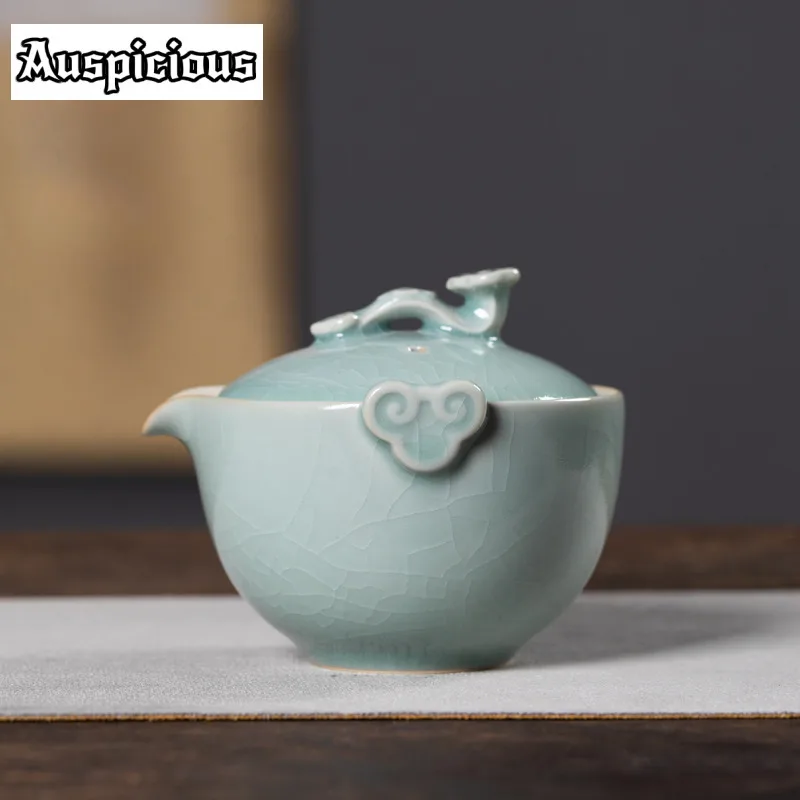 

125ml Ru Kiln Handheld Teapot Lid Bowl Single High-End Tea Brewing Pot Anti-Scald With Filter Household Porcelain