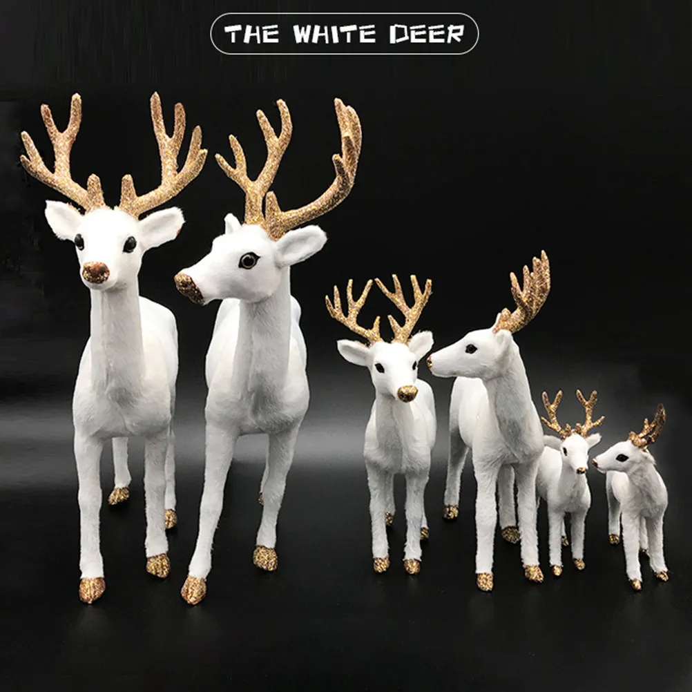 

Simulation White Deer Ornament Vivid Expression Fine Workmanship for Book Shelf Table Car Interior Decoration Shiny Horn Animal