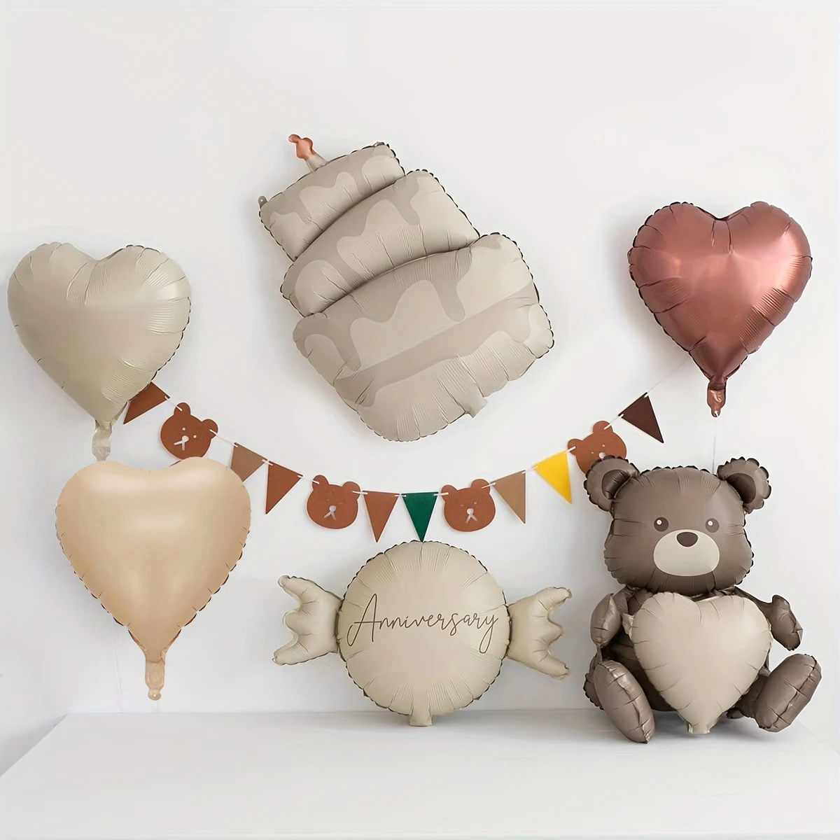 4pcs Matte Brown Embrace Love Bear Vintage Love Balloon Set Birthday Party Graduation Ceremony Welcome Baby Party Decoration