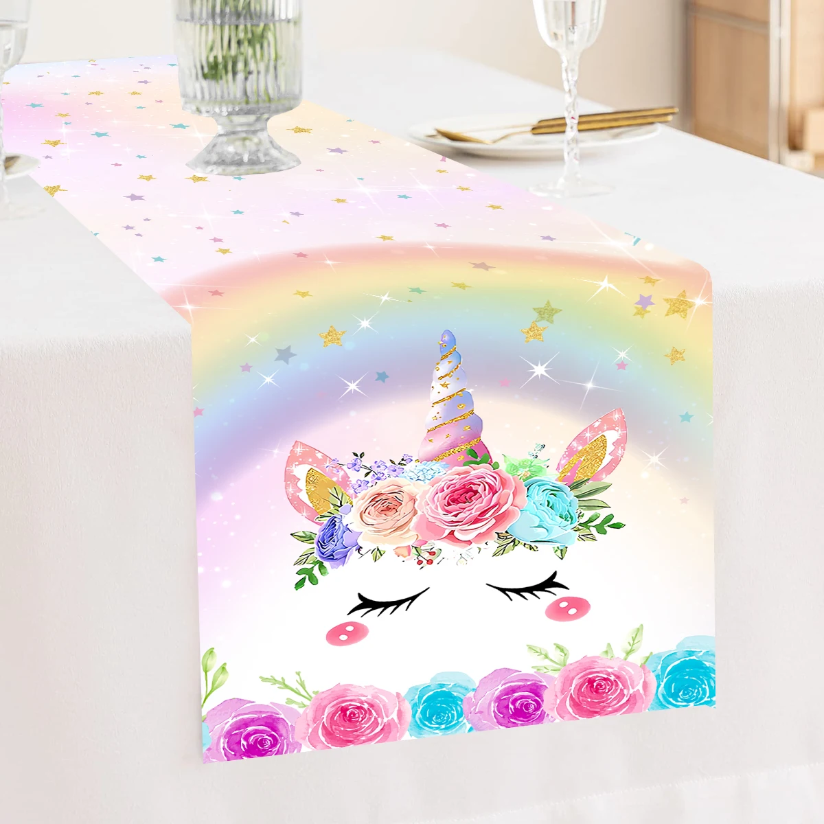 Rainbow Unicorn Table Runner Unicorn Birthday Party Decoration Kids Girls Baby Shower Wedding Unicorn Party Supplies