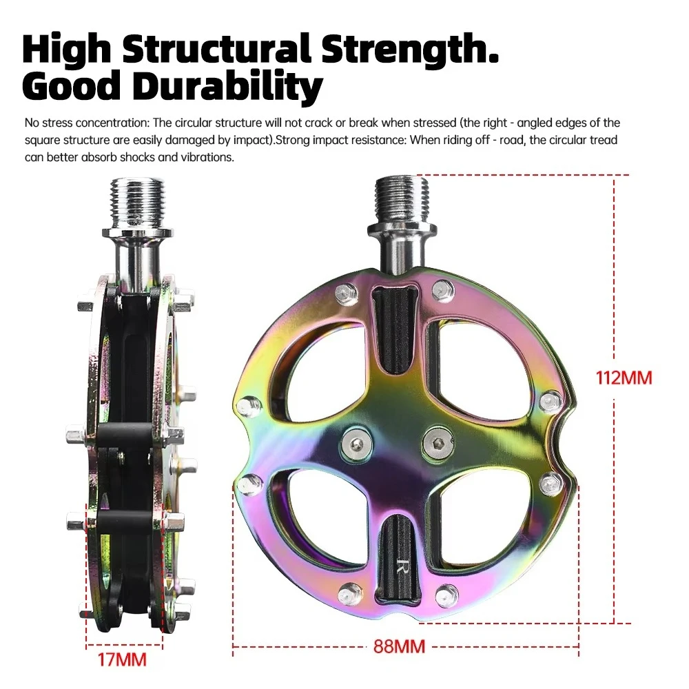 High quality aluminum alloy pedals with 3 bearings and steel shafts - Rainbow bicycle accessories