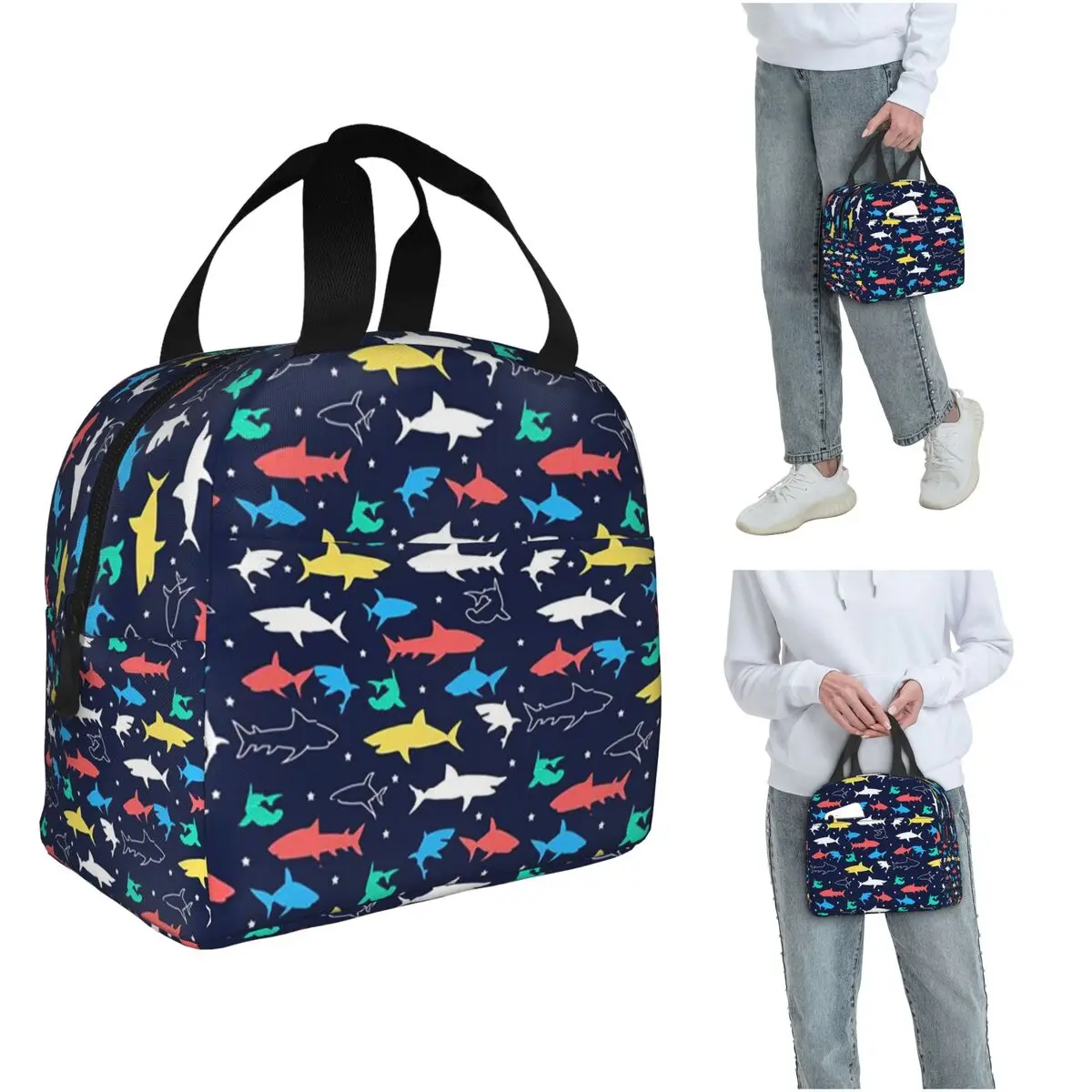 

Изолированная сумка для обеда с изображением акулы 5, школьный холодильник, термосумка для еды, герметичная коробка для завтрака, контейнер