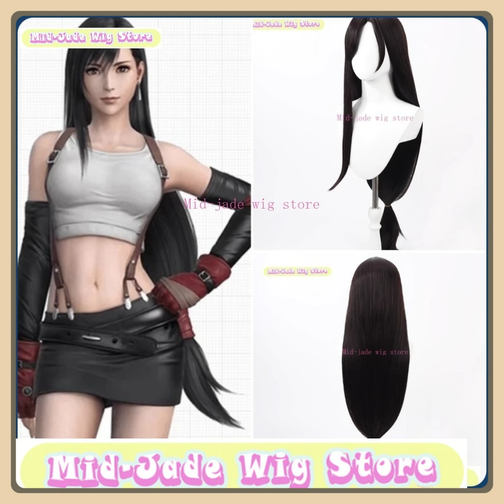 Final Fantasy VII Tifa Lockhart Cosplay Wig Anime Game Role-playing Halloween Party Synthetic Wig Mid-jade Wig Store