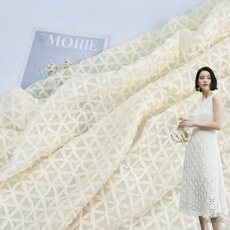 Ruffled Lace Three-dimensional Embroidered Fabric Dress, Wedding Gown, Bag, Hand-sewn Fabric for Accessories