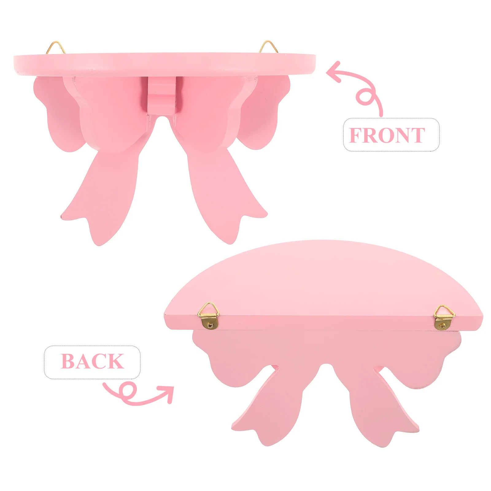 

Wooden Wall Shelves Pink Bow Semicircular No Drill Bathroom Cute Floating Wooden Shelves For Wall Storage Stylish