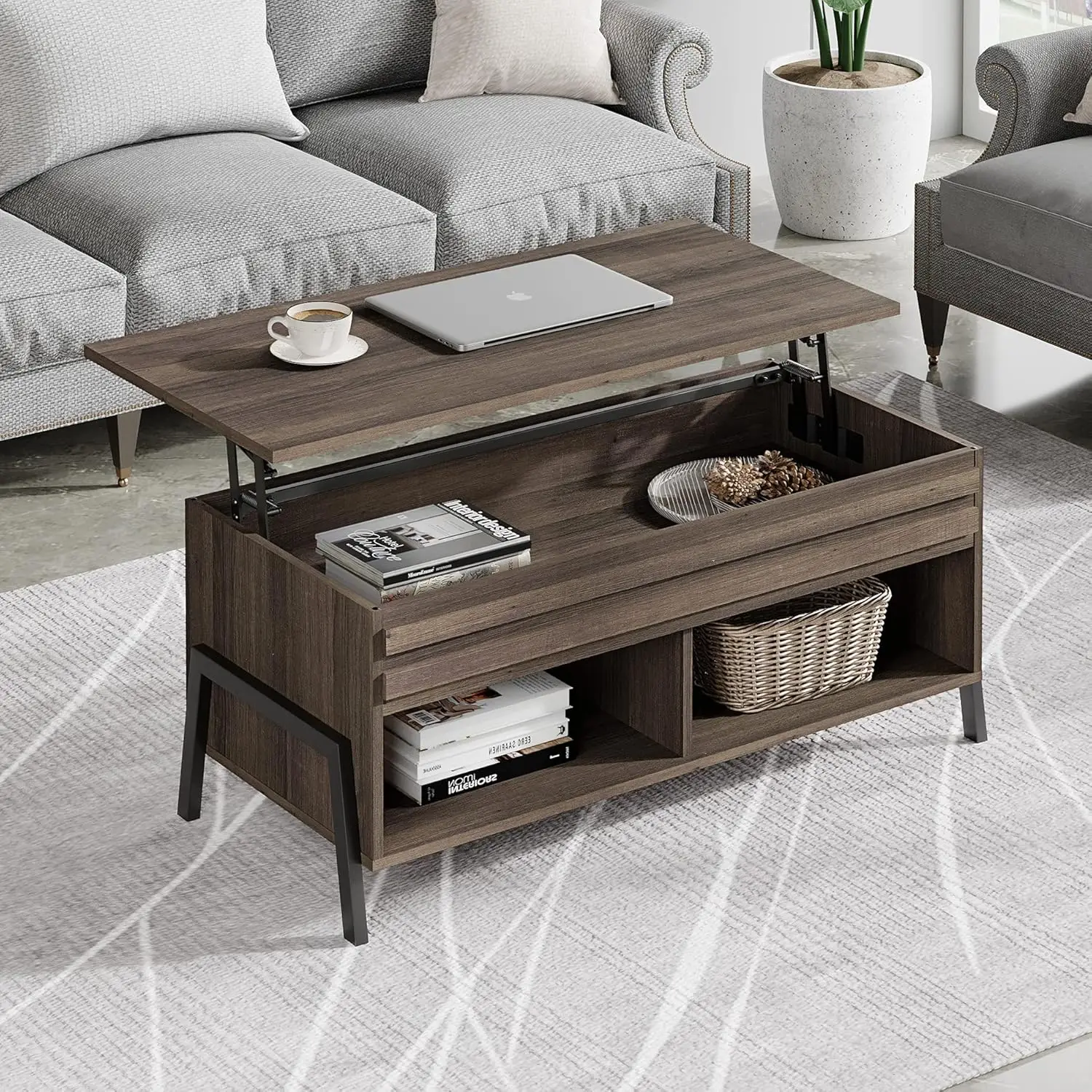 Conjunto de mesa de sala de estar moderno de meados do século, 2 peças, mesa de console de suporte de TV de 90 polegadas para TVs de até 95 polegadas, café com parte superior elevatória de 42 polegadas
