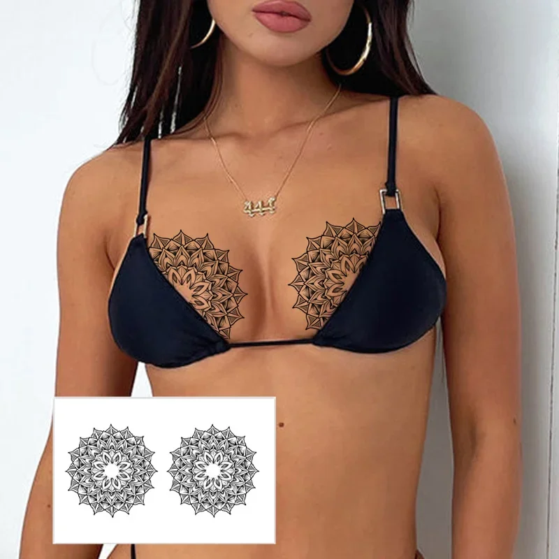 

Sexy trend chest flower nipple stickers herbal juice waterproof and sweat-proof solid color temporary stickers