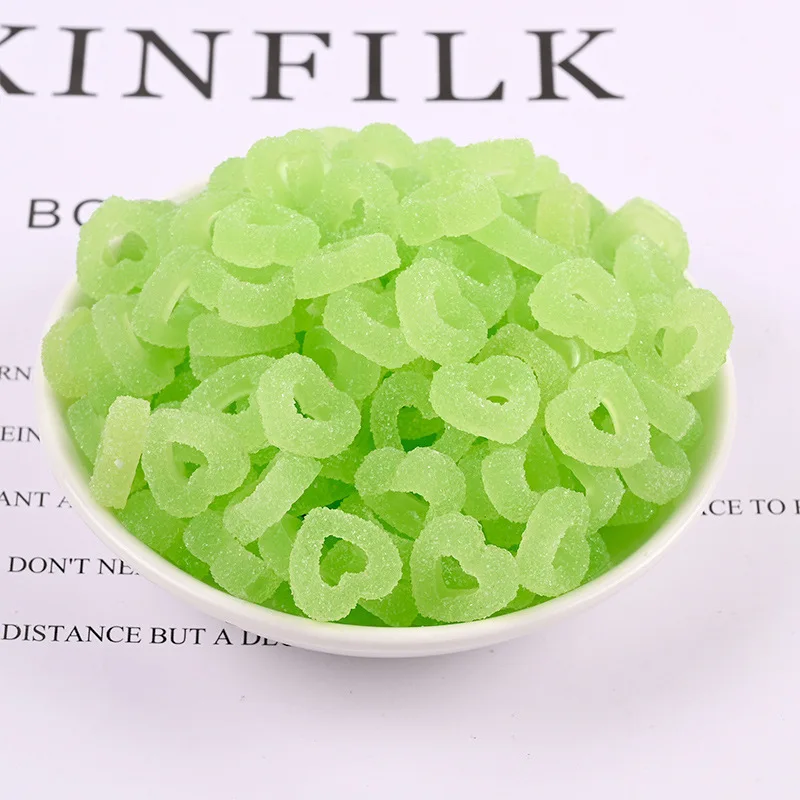 10 Pcs Simulation Frosted Sugar Love Heart Soft Candy Fondant Donut Handmade DIY Jewelry Hairpin Resin Accessories