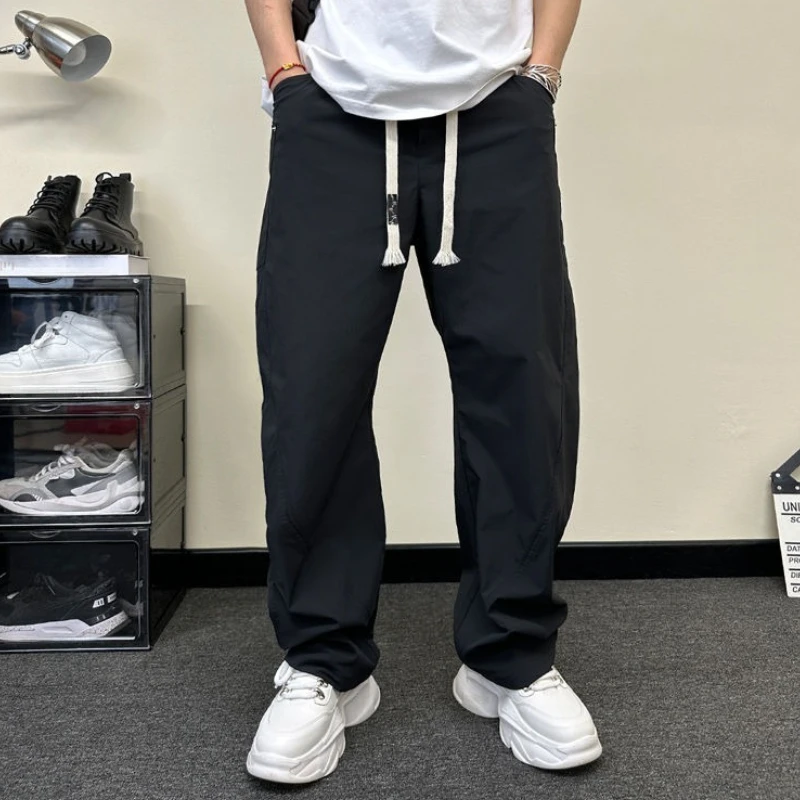 GELITAYIN White Loose Casual Wide-leg Pants Man Summer High Quality Trend Harajuku Fashion Streetwear Korean Style Xxxl Trousers