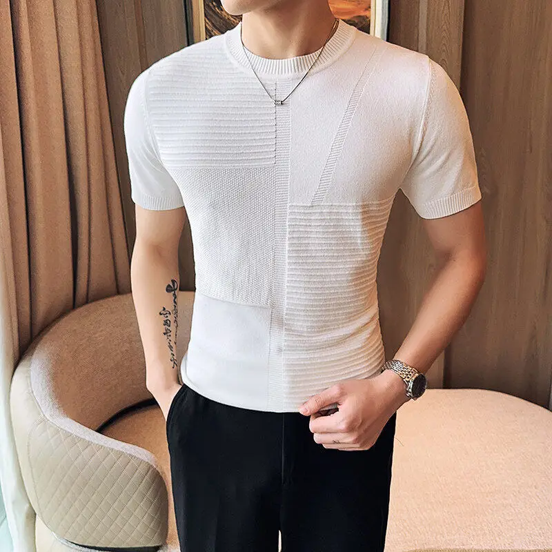 

Мужская приталенная трикотажная футболка с коротким рукавом, базовый слой, размеры XS-S, для молодежи, повседневный стиль, весна 2025