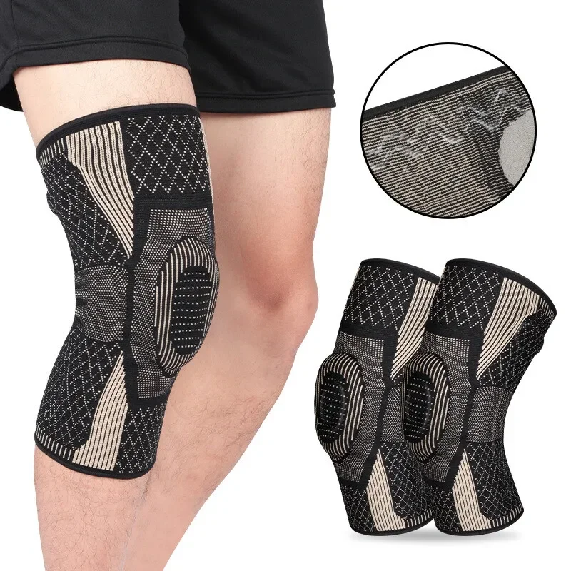 CEOI GWOK 1 Pcs Silicone Knee Pads Anti-Collision Kneeling Breathable Sweat-Absorbent Wrapped Yoga Running Sports Unisex