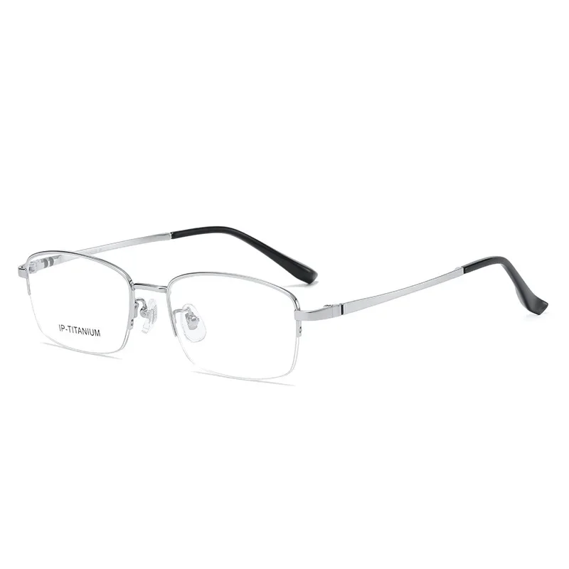 Gafas cuadradas de titanio para hombres y mujeres, anteojos de media llanta, antitranspiración, anticorrosión, luz azul, lectura de miopía