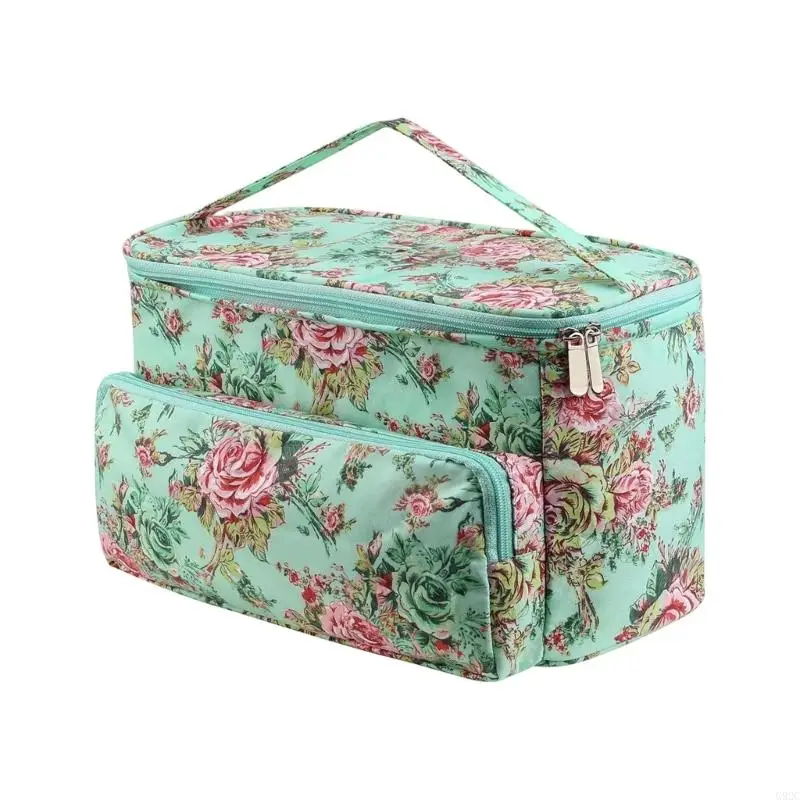 G92C Knitting Class Carry Bag with Guide Eyelets, Front Pocket and Covered Main Compartment for Craft Projects and Room Storage