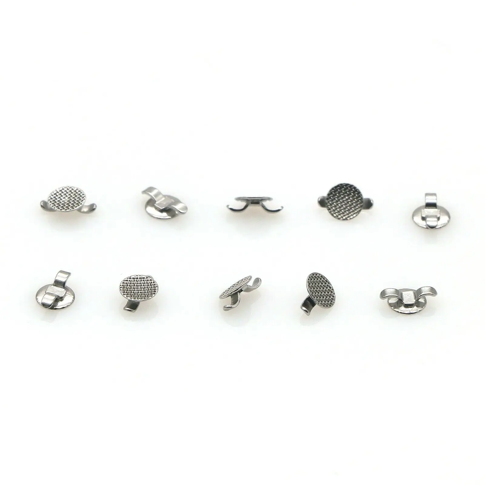 100 Pcs Dental Orthodontic Bondable Lingual Cleat Buttons Double Wing Round Mesh