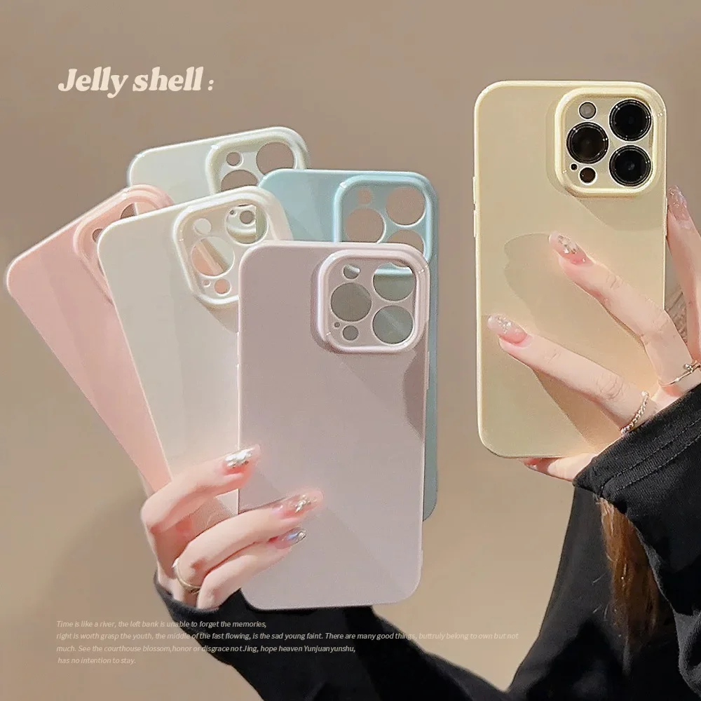 Gentle Solid color Macaron Minimalism Phone Case For iPhone 15 14 13 12 11 Pro Max 15 14 Plus Case Cute Sweet Shockproof Cover