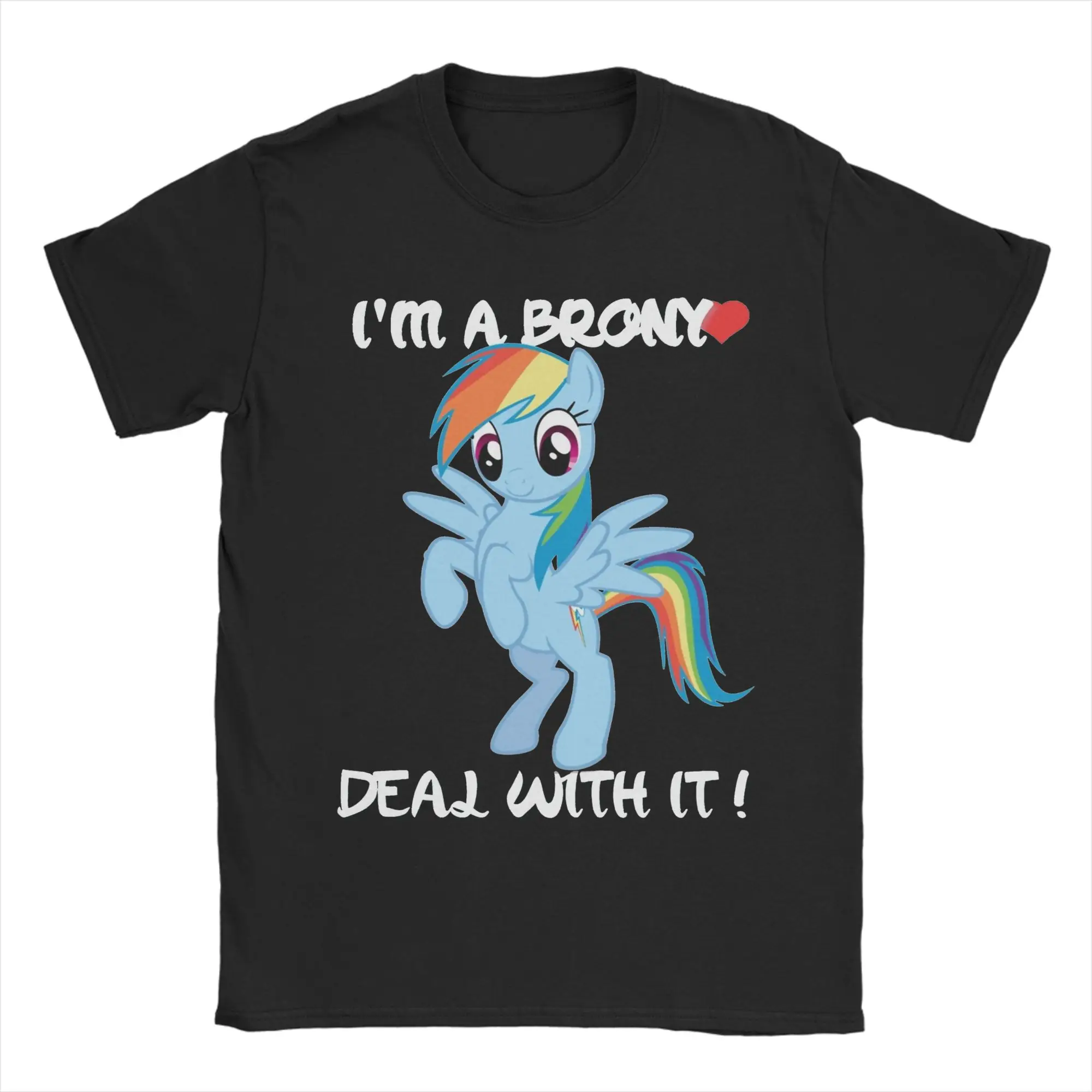 Футболка Rainbow Dash Brony с изображением пони, с надписью «Дружба — это магия», повседневная хлопковая футболка с круглым вырезом и короткими рукавами, одежда с графическим рисунком