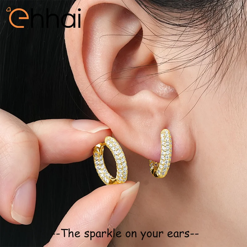 

Ehhai GRA Certified 1.3mm Full Round Moissanite Hoop Earrings for Women Real 925 Sterling Silver Earring Fine Jewelry Pendientes