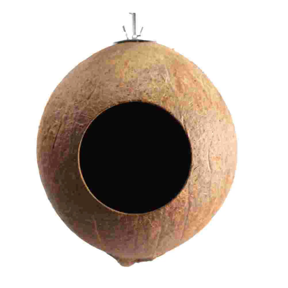 

Coconut Shell Pet Bird Nest Hamster Squirrel Breeding Nest Crafts Delicate Bird House Pendant for Yard Garden