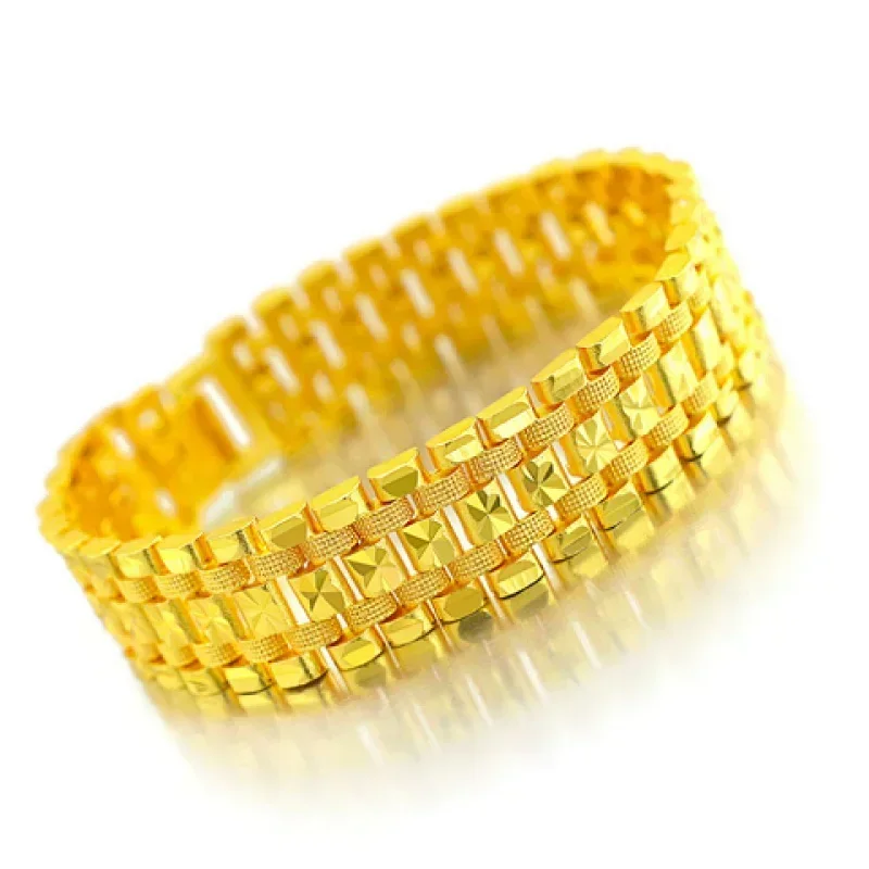 9999 real gold 24K yellow gold dragon row bracelet bracelet boss bracelet send dad watch chain