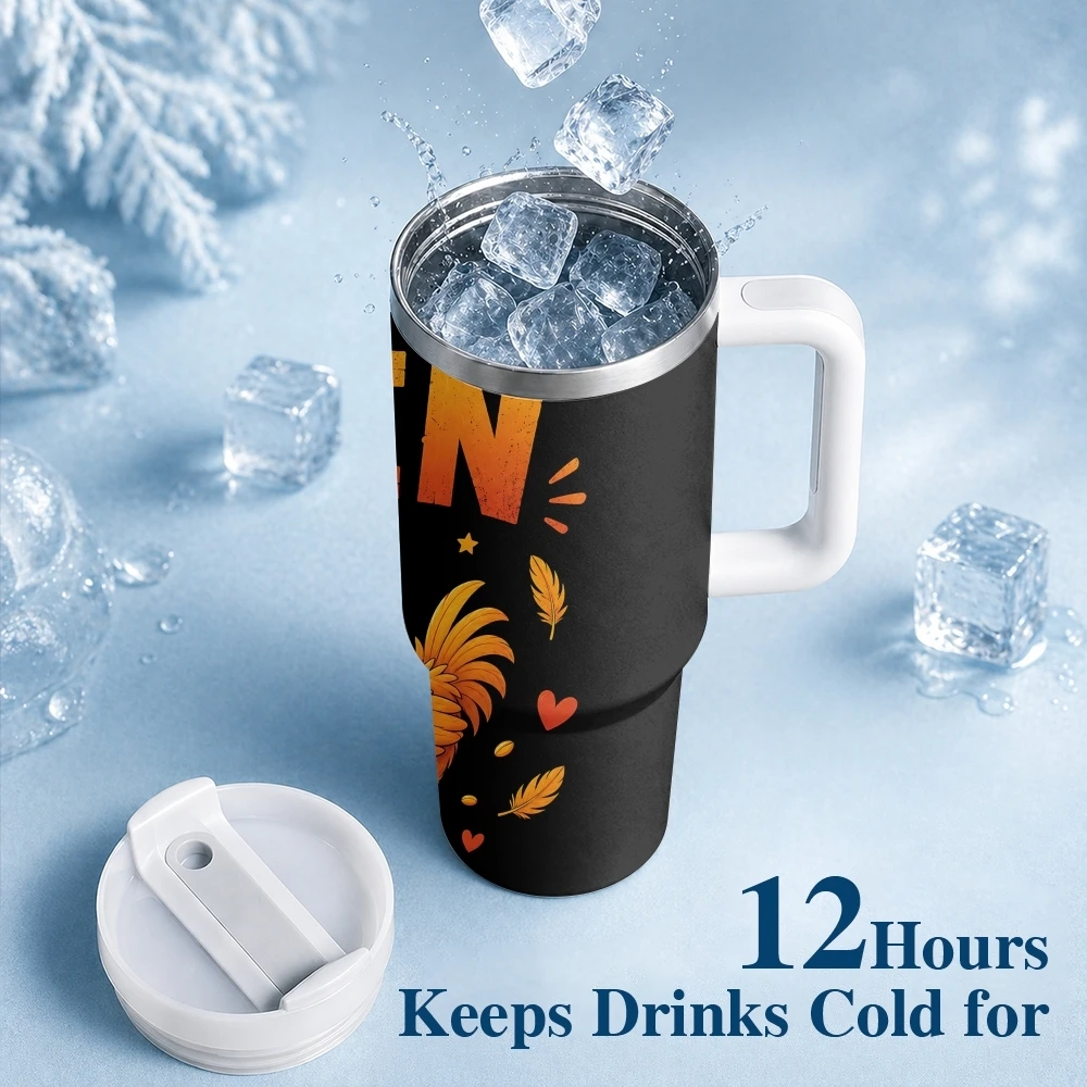 Funny Rooster F-Caw-F Ducks Geese Vacuum Flasks 40oz Stainless Steel Insulated Tumbler With & Straw Leakproof Travel Mug