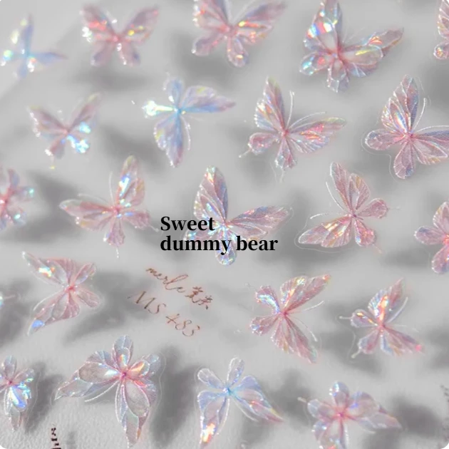 

New Popular Aurora Butterfly Nail Art Stickers - Internet Celebrity Style | Cute Nail Decals for Children & Little Girls