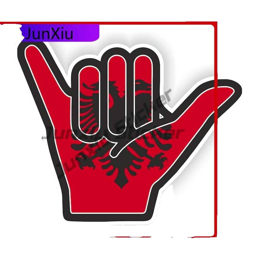 

Albania flag Shaka Hand Style Sticker Hang Loose Custom Decals Personalized Stickers Waterproof Uv Decals Bike Camping Car Stick
