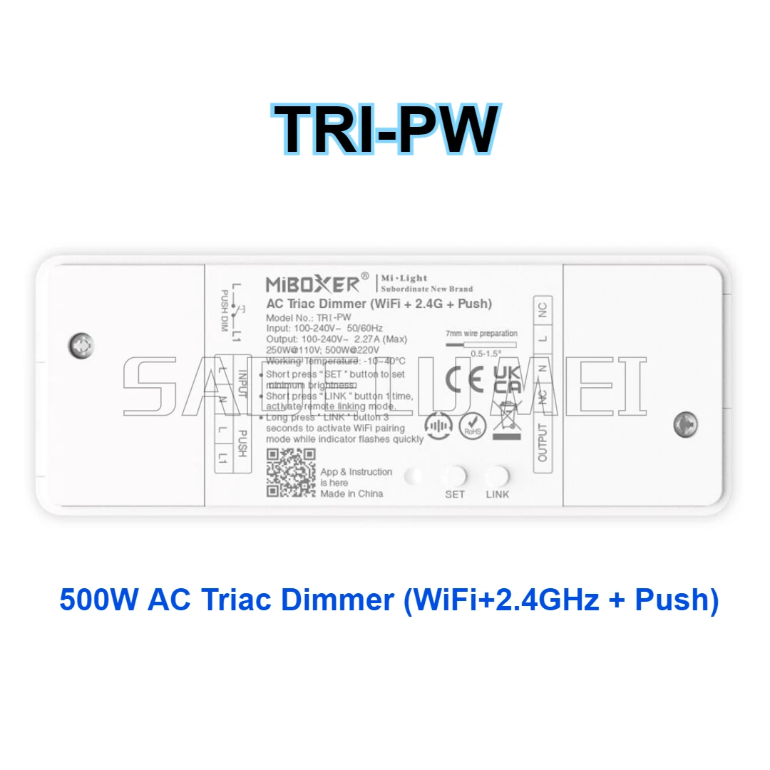 المنزل الذكي يعتم MiBoxer TRI-C1WR/-PW/-PR 500W AC Triac Dimmer – WiFi/2.4 جيجا هرتز نطاق 30 متر أليكسا لأضواء AC100V-240V #4