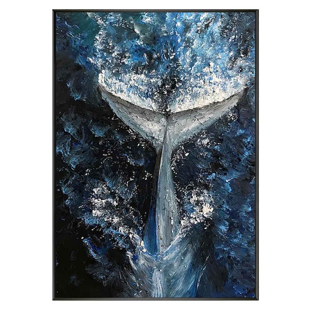 3D Abstract Canvas Art Painting Hand Painted Home Decor Wall Art Whale Pictures For Living Room Reding Room Decoration Painti