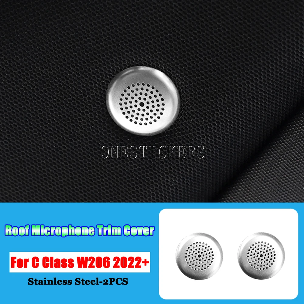 For Mercedes Benz C S Class W206 W223 2021 2022+ Stainless Steel Car Accessories Roof Microphone Trim Cover Decorative Sequins