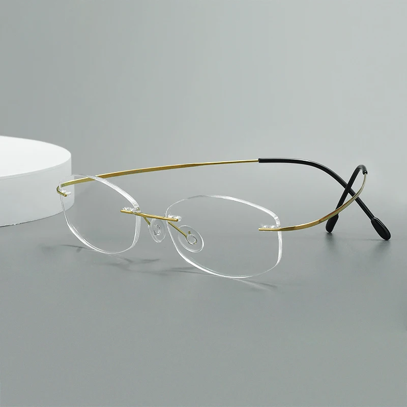 Titanium Lightweight Oval Spectacle Men Women Colorful Flexible Rimless Glasses Frame For prescription Lens With Medical Recipe