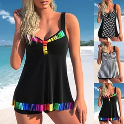 2023 Two Piece Swimwear Women's Short Skirt New Design Print Short Tank Top Set Swimwear Women's Set Beach Wear Summer Swimming