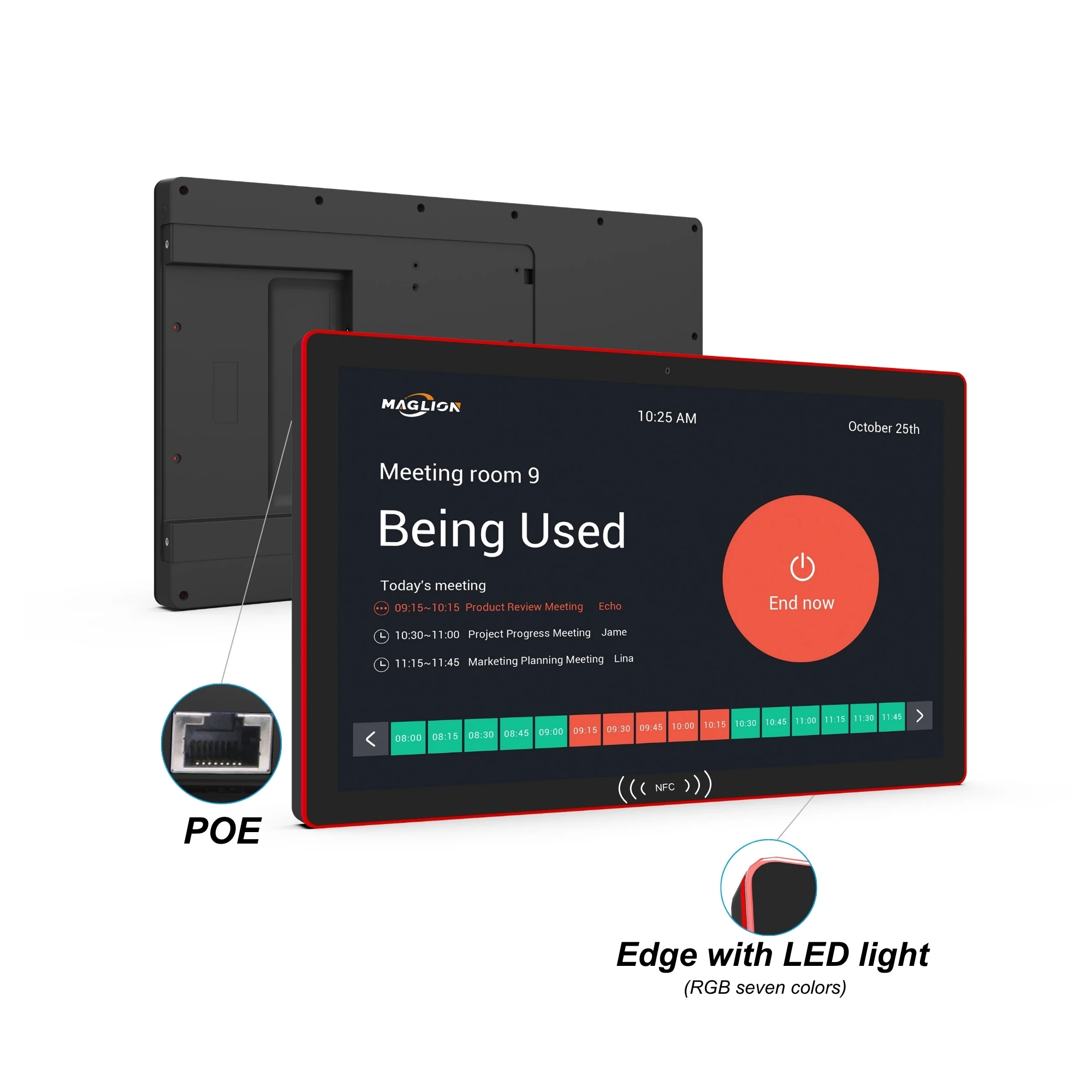 21.5 Inch Wall Mount Android 14 Optional NFC POE Tablet Touch Screen Tablette PC 4+32GB Surrounding Led Light for Meeting Room