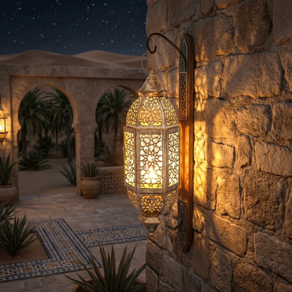 Moroccan Style Vintage Hollow Candlestick Metal Frame Decorative Wind Lamp Candle Holder Luxury Candle Stand Atmosphere Props