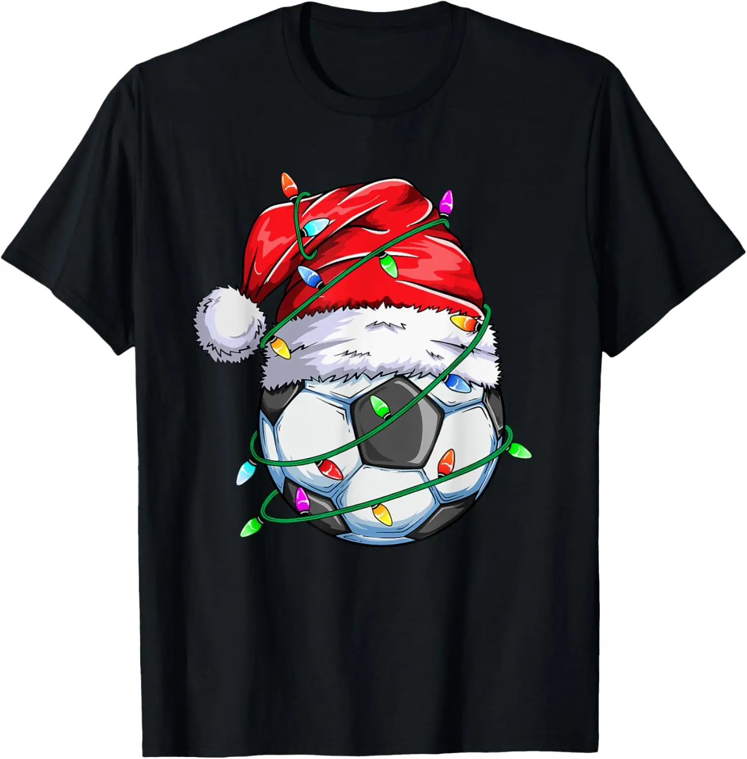 Santa Soccer Ball Sports Design- Christmas Soccer Player T-Shirt  Print Original Design Gifts Mens T Shirt Ropa Hombre