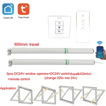 500mm 600mm inteligentne WIFI Tuya automatyczny świetlik wkrętarka elektryczna otwieracze do okien silnik Windows do biura przeciwpożarowego itp.