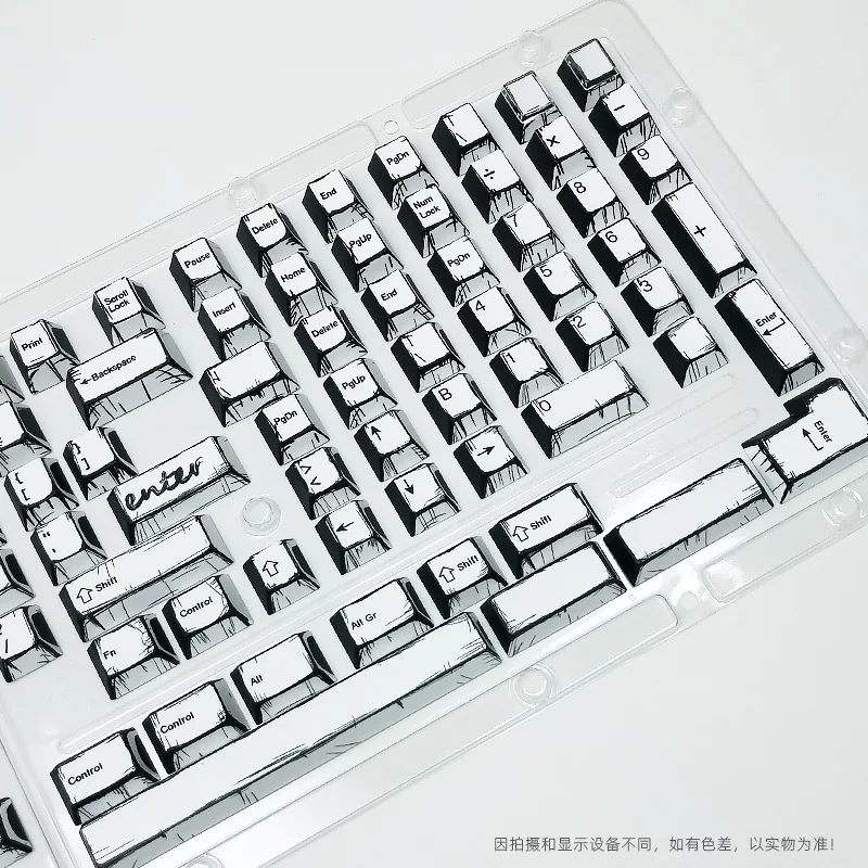 White comic keycap PBT small full set 143 keys original factory full five sided heat sublimation