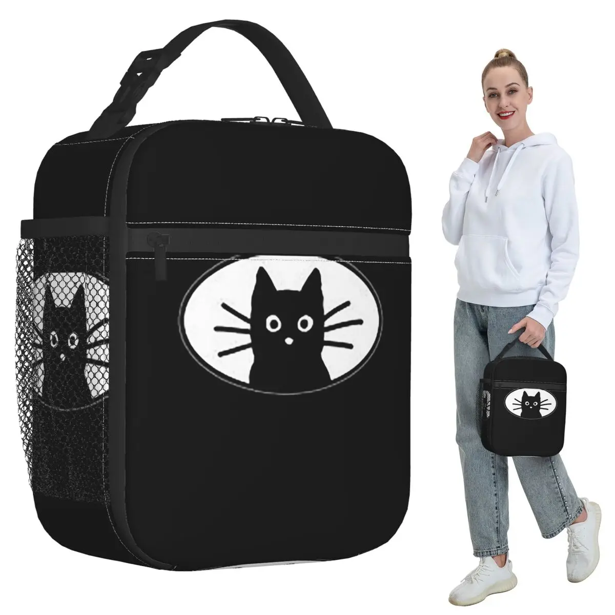 

Термоизолированная сумка для обеда Black Cat Fac для женщин, офисная термосумка-холодильник для еды, портативный контейнер для ланчей