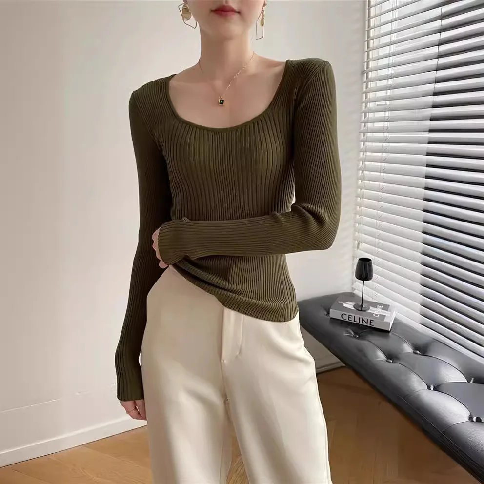 

6265 Acetate Cotton Dry Breathable 2024 Autumn And Winter New Wave Collar Threaded Paper Piece Slim Fit Base Shirt