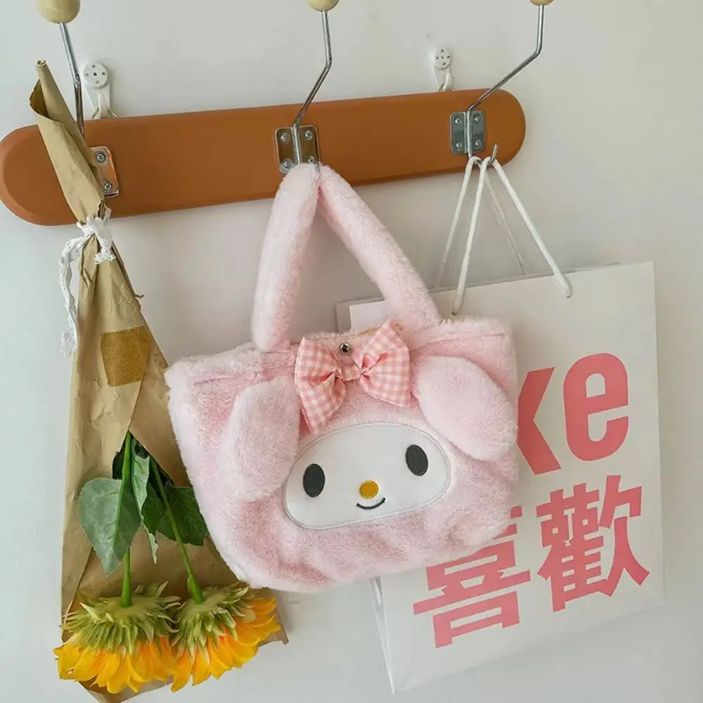 Sanrio Plush Bag Kawaii My Melody Kuromi Cartoon Animal Handbag Cute Cinnamoroll Storage Tote Bags Women Girls Birthday