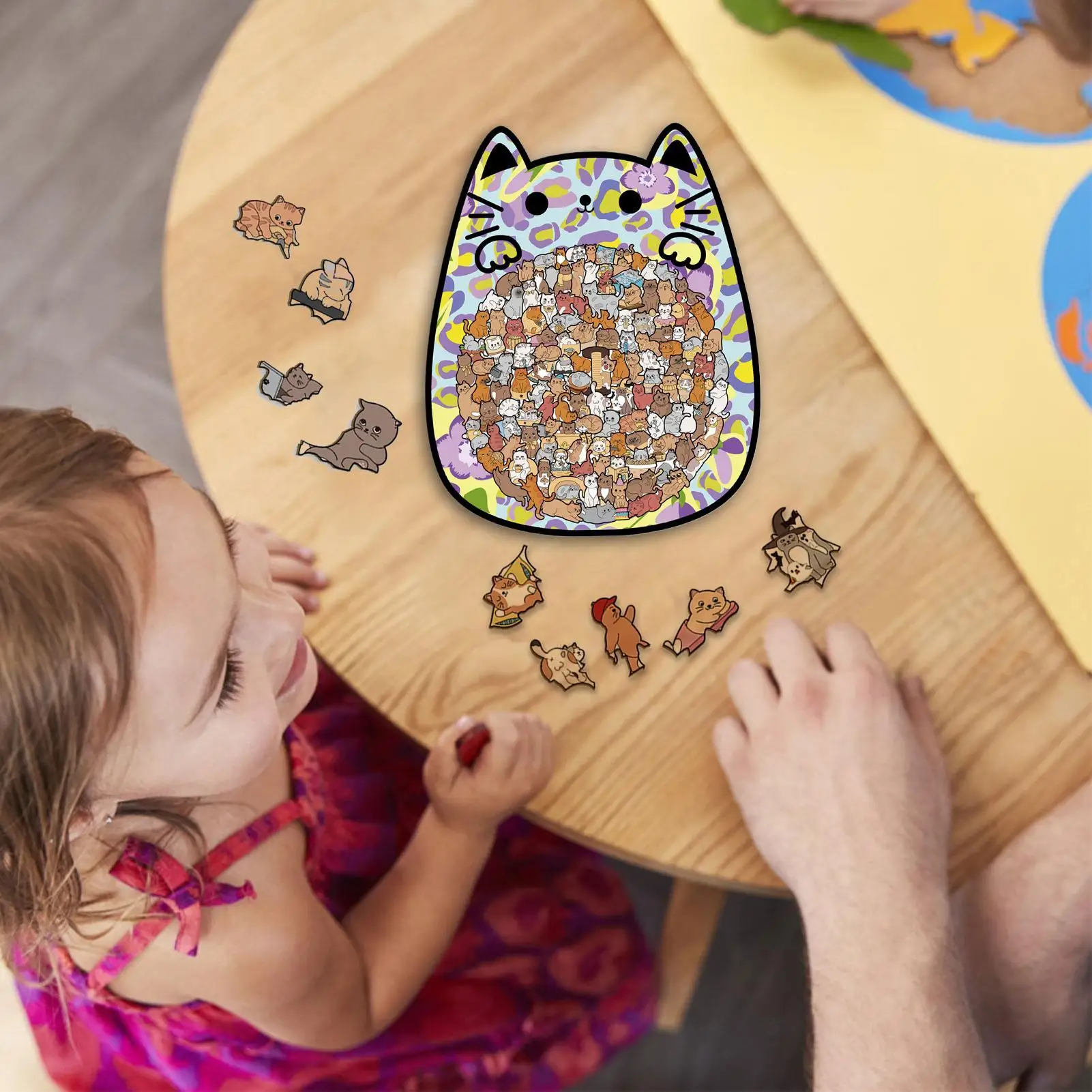 Puzzle in legno per gatti Puzzle da 135 pezzi Giocattolo a forma di animale Interessante puzzle in legno per gatti per adulti Bambini Vacanze di compleanno