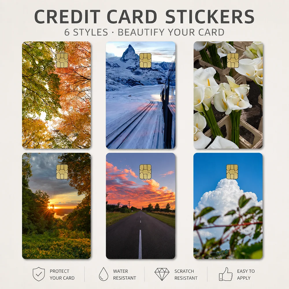 Nature Landscape Bank Card Sticker Decorative Skin Scenic Pattern Card Cover Sticker Creative Wallet Card Waterproof Sticker