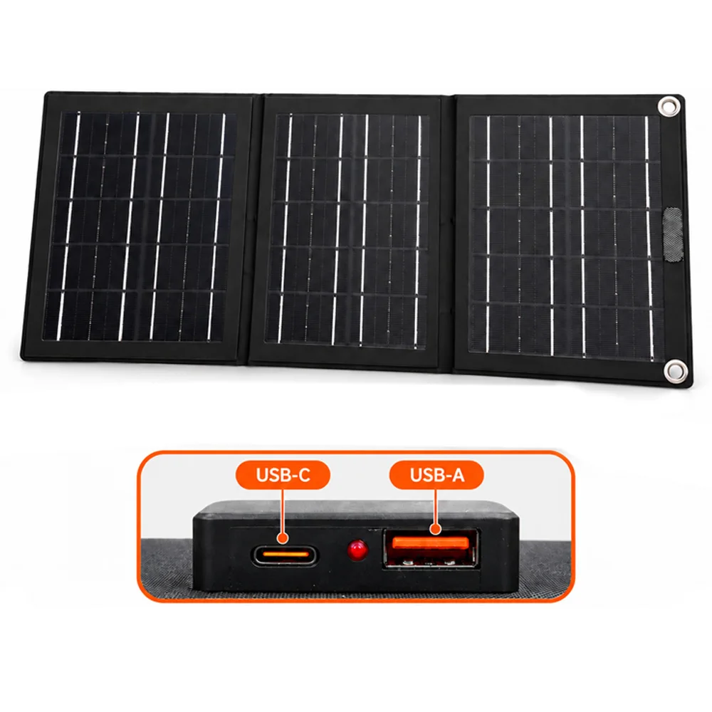 USB Portable Solar Panel 10W Triple Fold Solar Charger for Camping, Hiking, Backpacking, Outdoor Emergency Power Supply