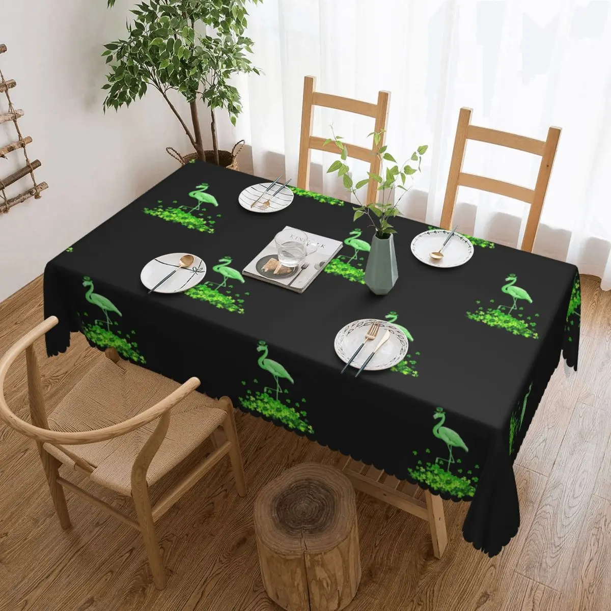 Custom Rectangular Waterproof Oil-Proof Flamingo St Patricks Day Tablecloth Table Covers 45